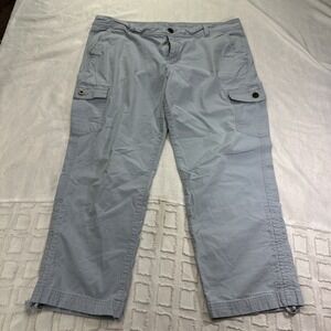 Eddie Bauer Women's Light Blue Ripstop Cargo Crop Pants Size 14